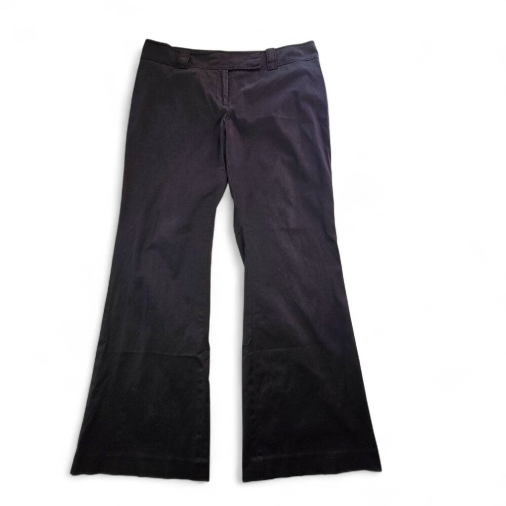 Ann Taylor Stretch Lindsay Bootcut Black Flared Pants Size 14 Cotton Spandex